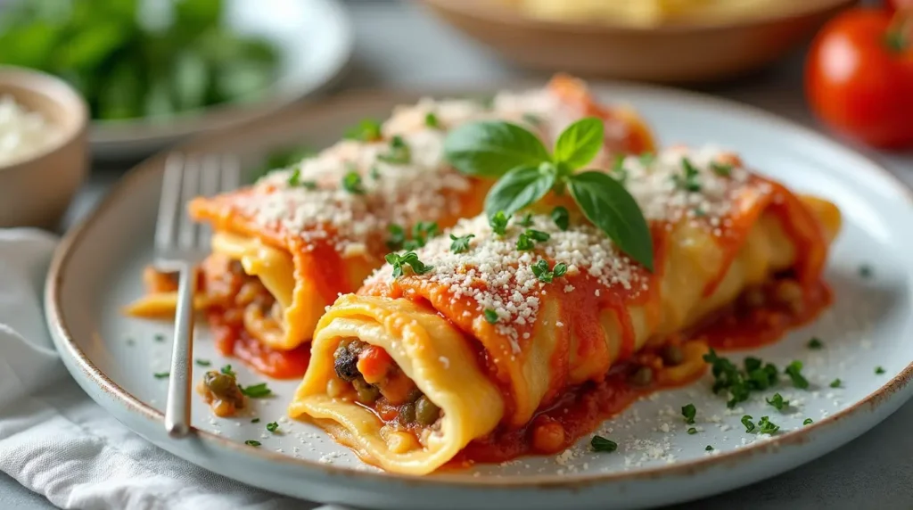 Best vegetarian fillings for Alfredo lasagna roll up
